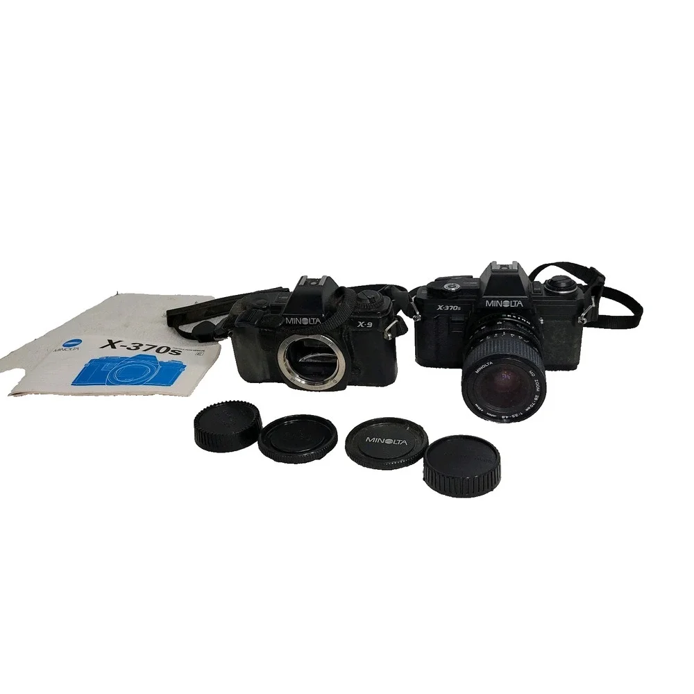 Vtg Minolta Camera Lot 28 - 70 mm 1:35 - 48 Japan 55mm X-370s Photography X-9